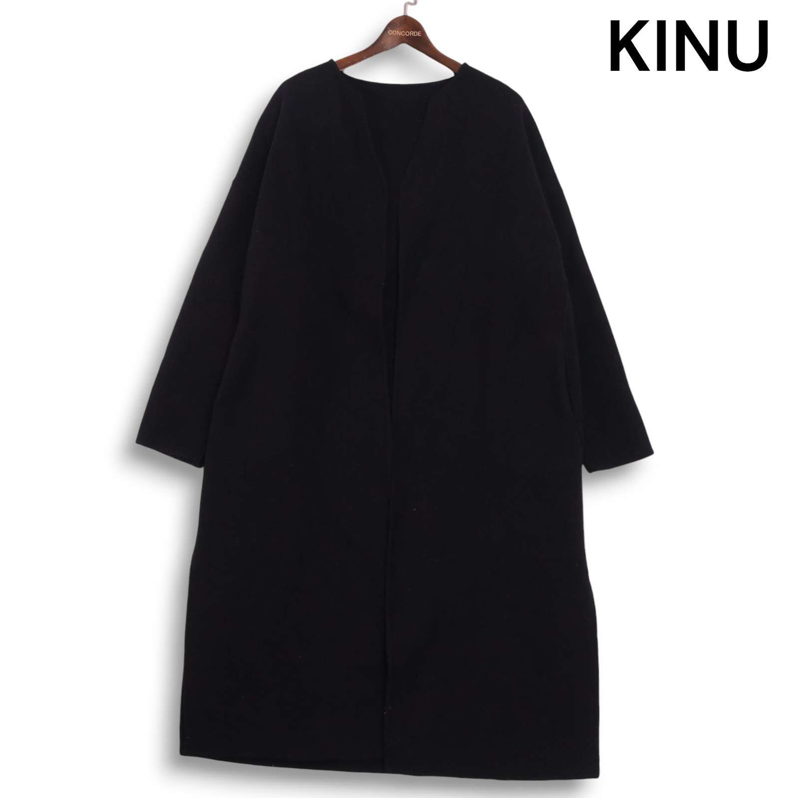 antiqua KINU アンティカ キヌ 秋冬☆ ウール混 ノーカラー