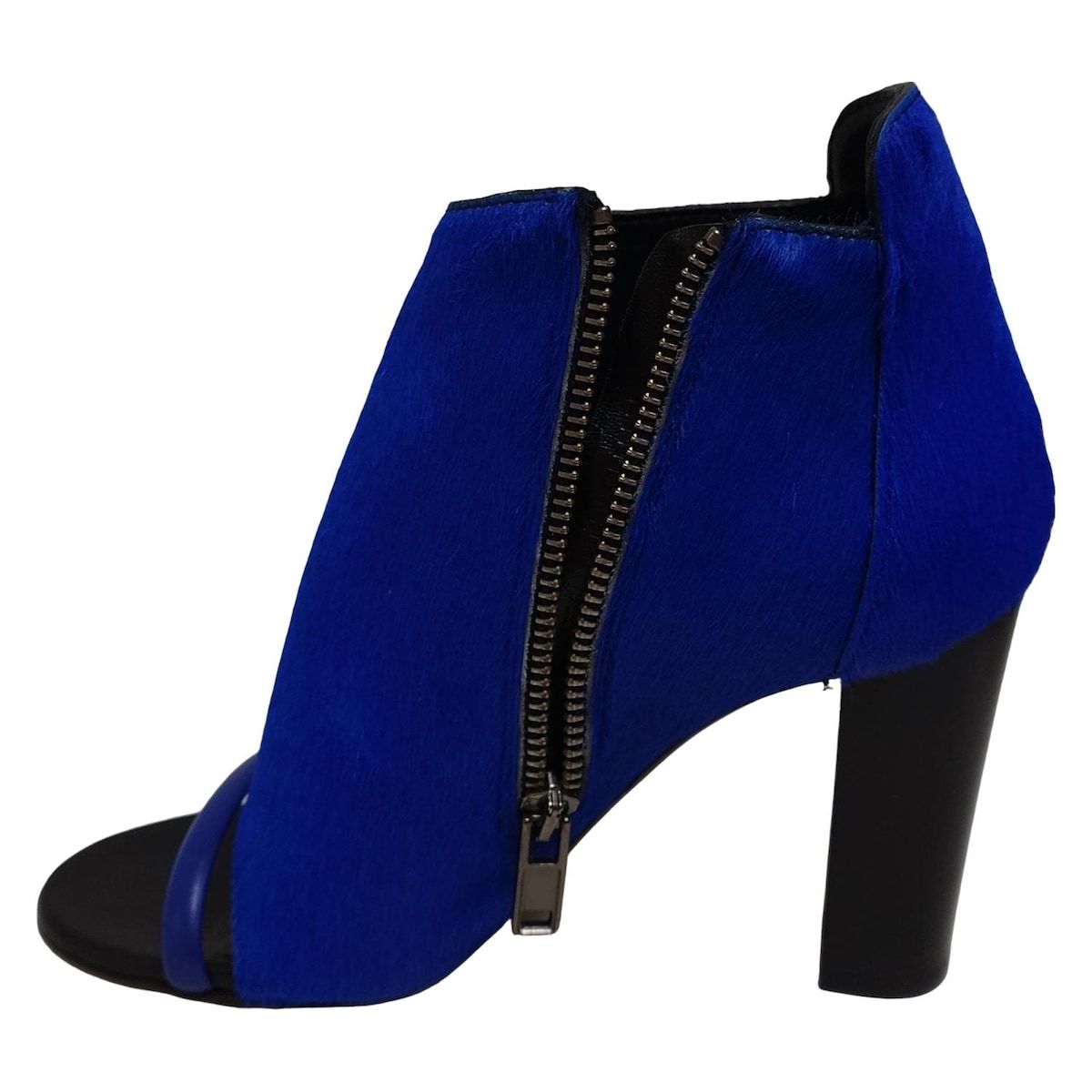 McQ ALEXANDER McQUEEN マックキュー アレキサンダーマックイーン ショートブーツ 35 レディース - ブルー×黒 オープントゥ KIN-KAAI_COM