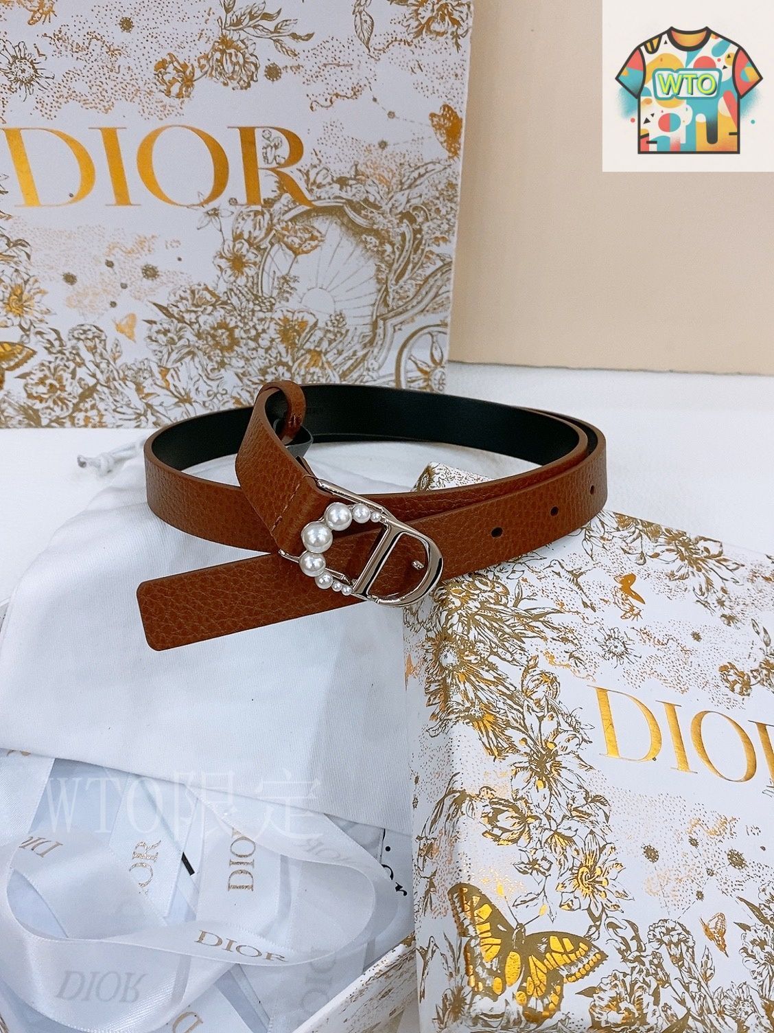 今日WTO】Dior Saddle Belt ダブルフェイスレザーベルト-LM71