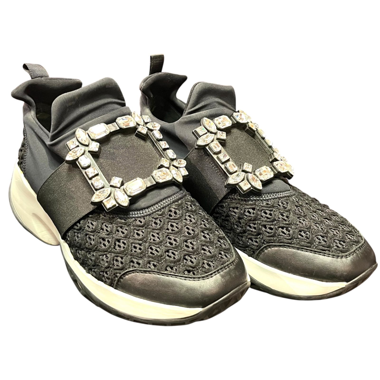 ■Roger Vivier■クリスタルバックル スニーカー Viv' Skate Sneakers in leather White Woman