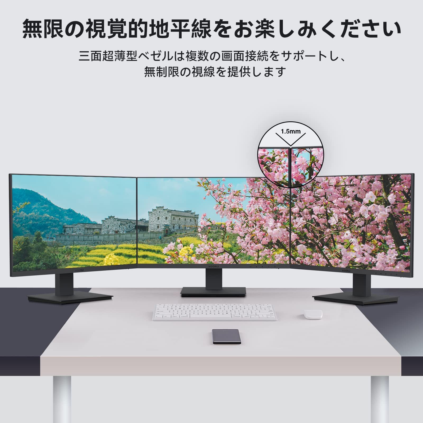 フルhd pcモニター 液晶ディスプレイ モニター モニター 75Hz 21.5インチ VAパネル非光沢 KOORUI  超薄型スリムベゼルアイケア・ブルーライト軽減傾き調整HDMI＋VGAポートVESAマウント - メルカリ