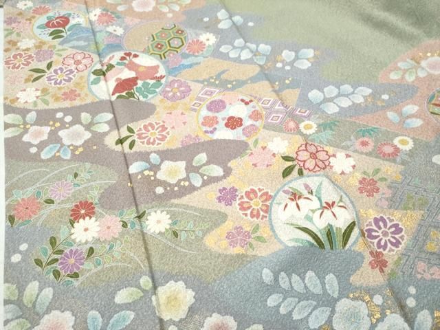 平和屋着物○訪問着 吉祥花丸文 金彩 正絹 逸品 CAAU1780yc - メルカリ