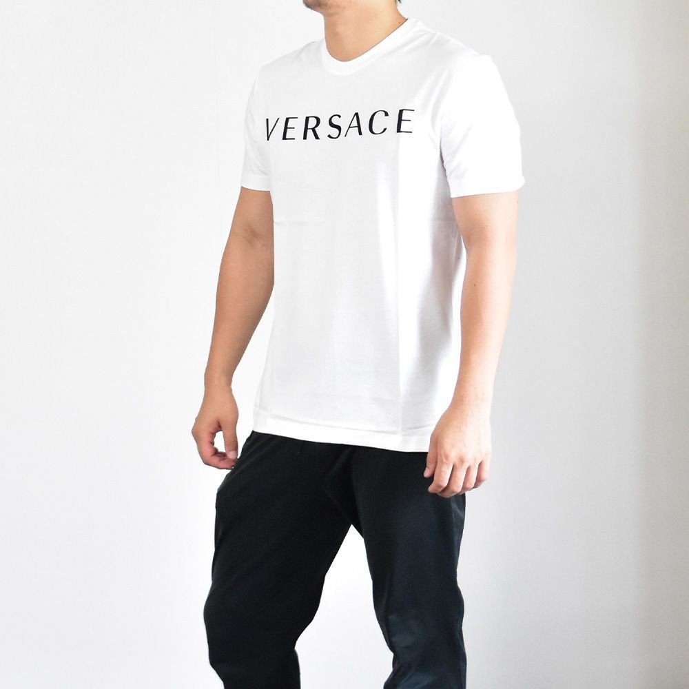 ヴェルサーチ Tシャツ メンズ VERSACE 刺繍ロゴ A87021S 白