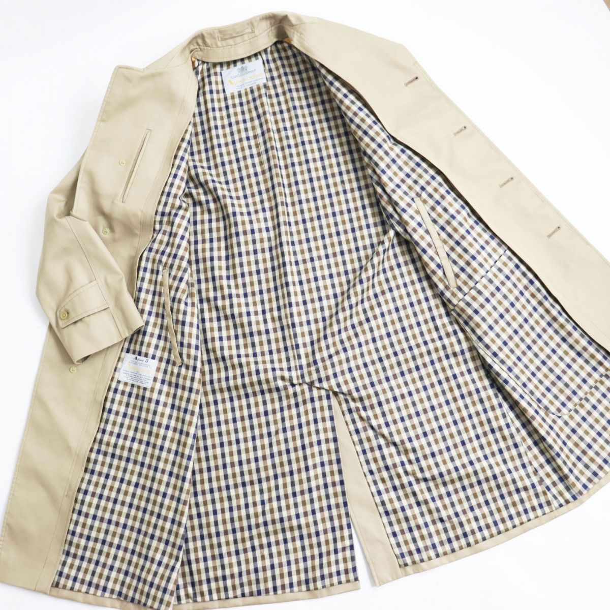 美品 Aquascutum ライナー付ステンカラーコート 裏地キュータム