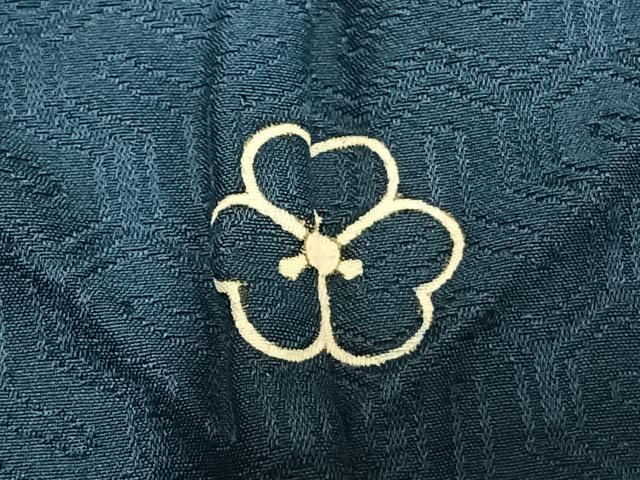 平和屋着物▽上質な色無地 単衣 毘沙門亀甲地紋 藍色 正絹 逸品