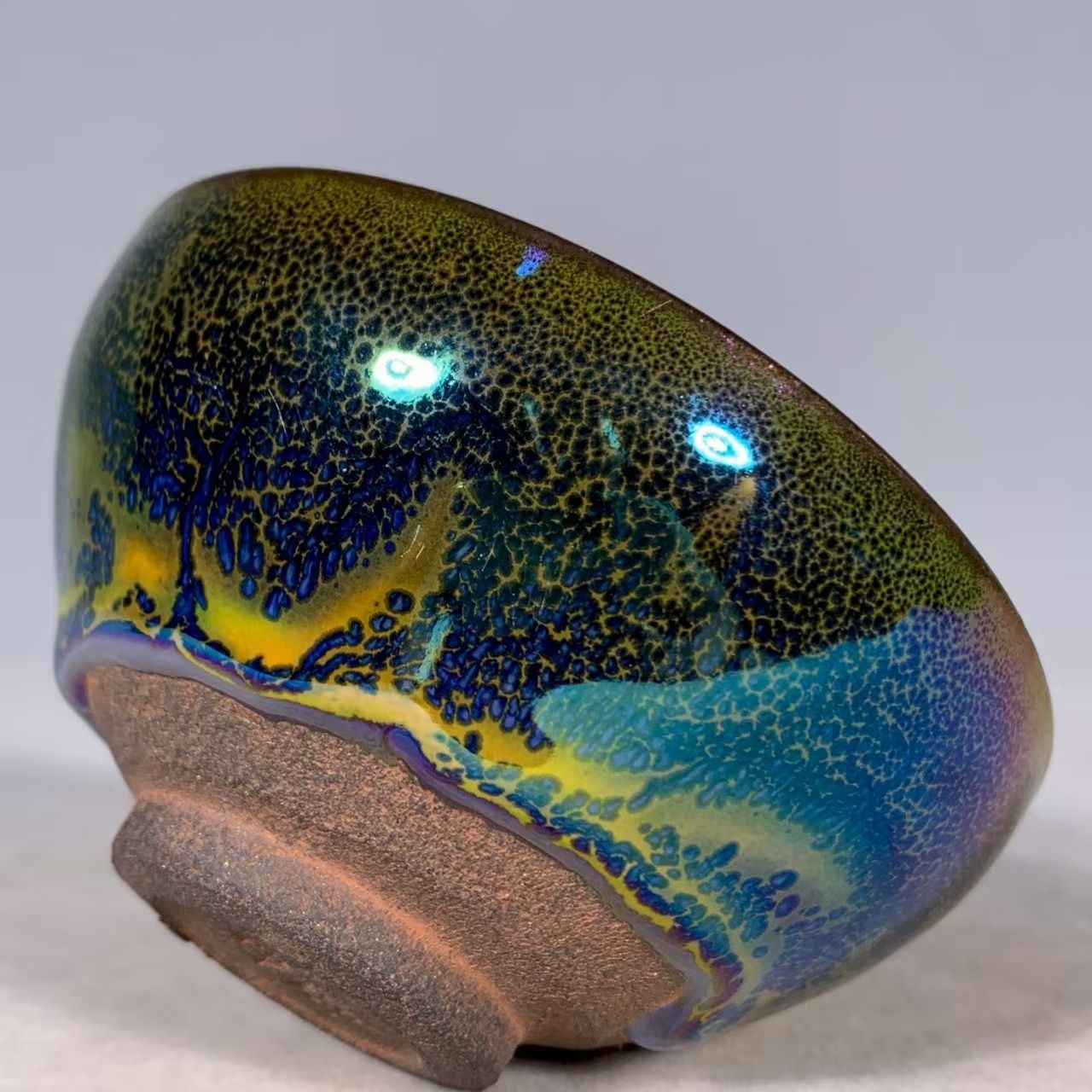 中国時代物.旧蔵.宋建窯盞. 窯変釉.七色です天目茶碗.茶道具.古美術.古