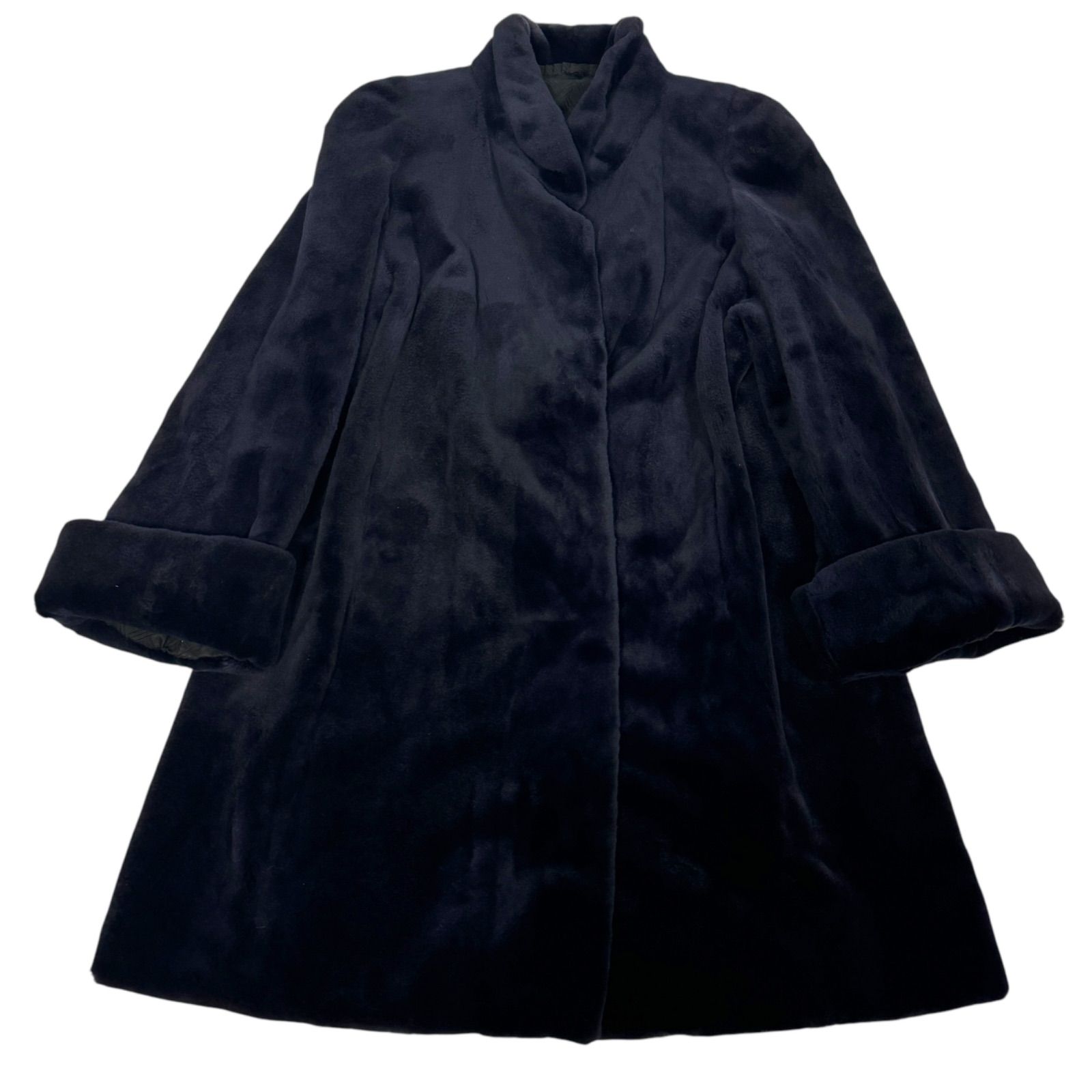 美品 最高級 シェアードミンク MINK 毛皮 コート 紺色 ネイビー