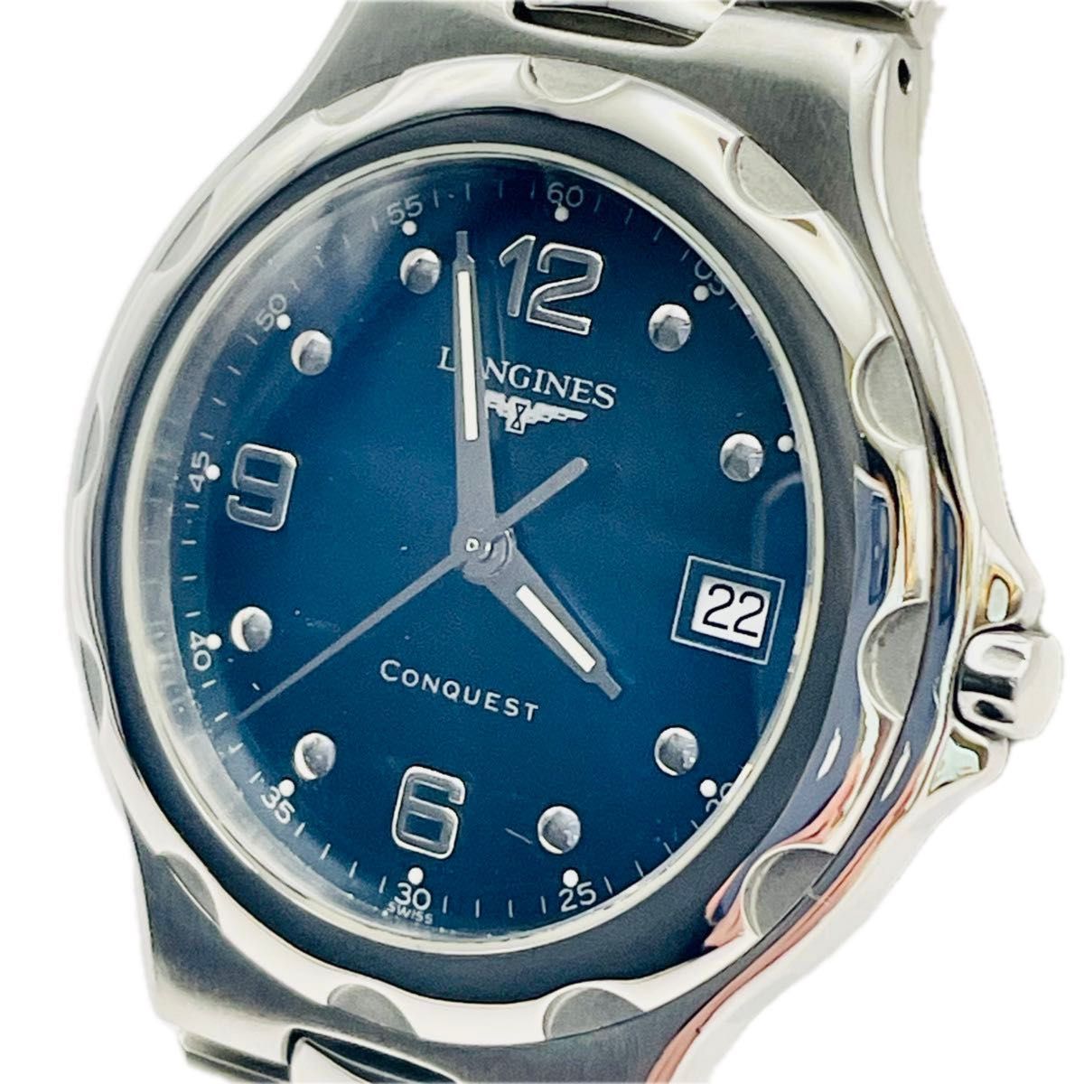 ロンジン コンクエスト L1.631.4 腕時計 メンズ ブルー系文字盤 美品 LONGINES ロンジン コンクエスト L1.631.4 ネイビーブルー文字盤