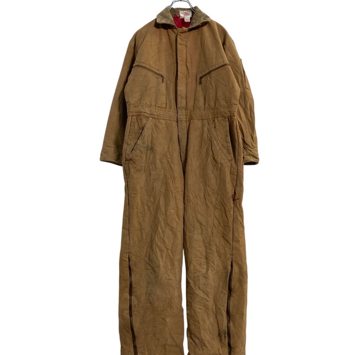 Dickies ダック 中綿 長袖つなぎ W36 ブラウン ディッキーズ ワークウェア 作業服 古着卸 アメリカ仕入 a612-5662