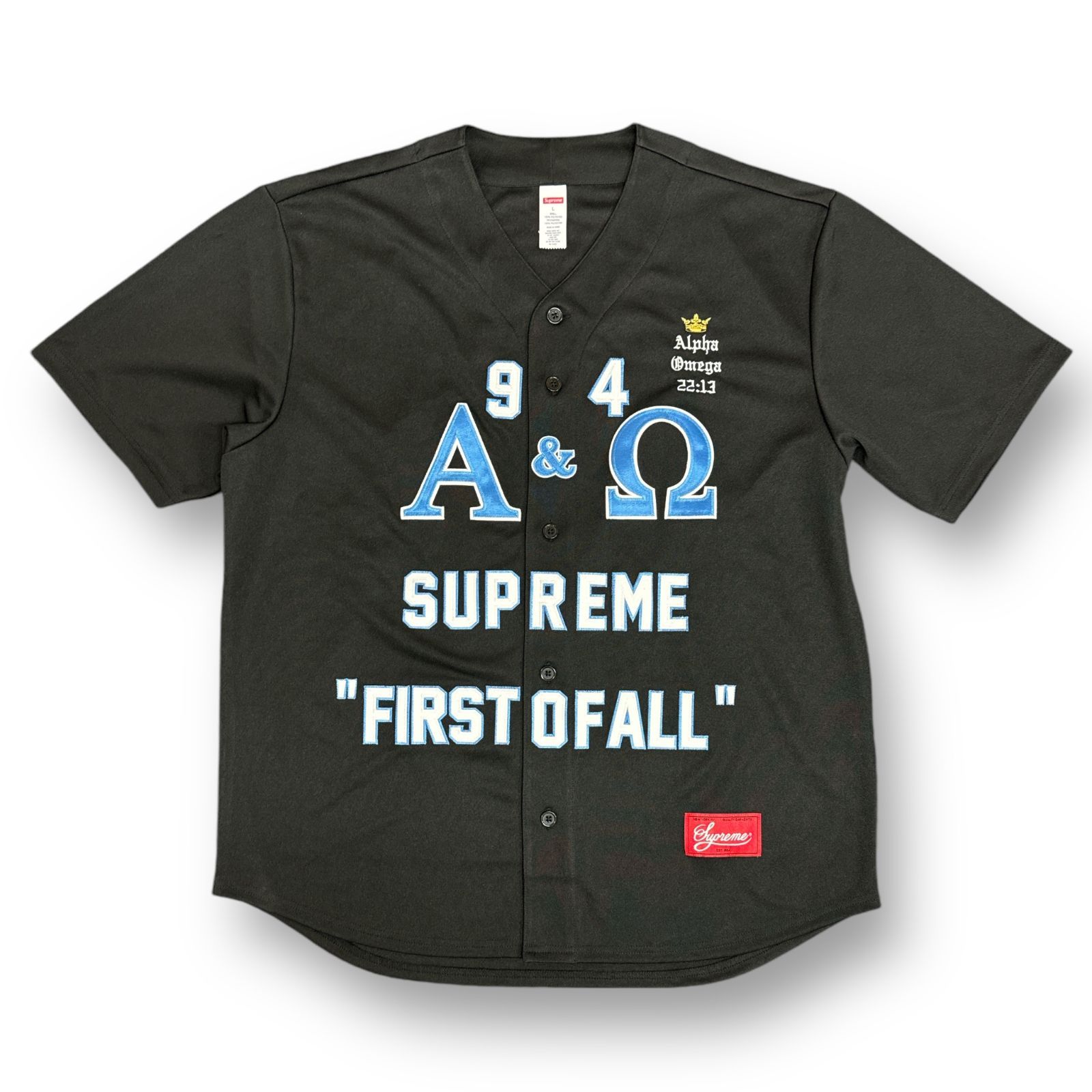 国内正規 美品 Supreme 24AW Alpha Omega Baseball Jersey アルファ オメガ ベースボールシャツ シュプリーム  ブラック L 76382A3 - メルカリ