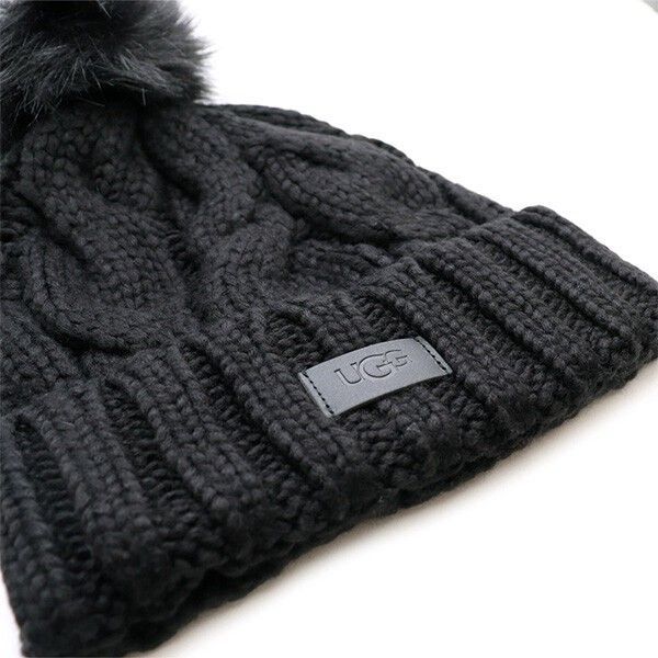 UGG/アグ 22589 Cable Beanie W Pom ケーブル ビーニー W ポム リブ