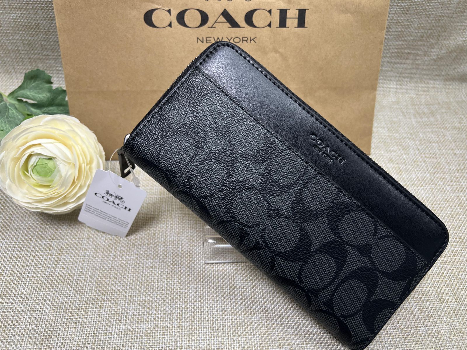 COACH 財布 コーチ長財布 ラウンドファスナー シグネチャー 