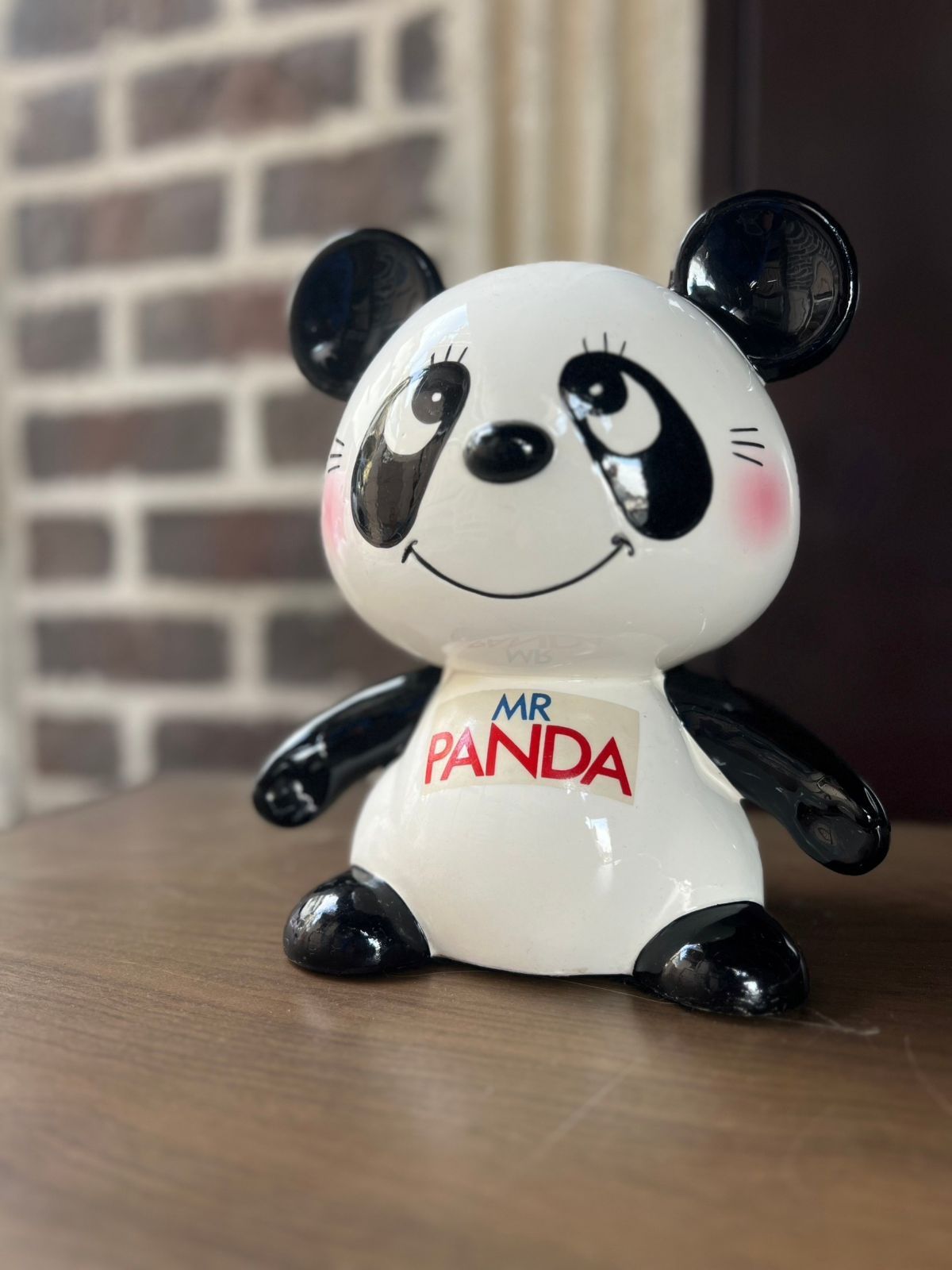 ルネパンダ 内藤ルネ 貯金箱 ミスターパンダ 昭和レトロ 内藤ルネ◇陶器製パンダ貯金箱「MR PANDA」RUNE◇当時物 昭和