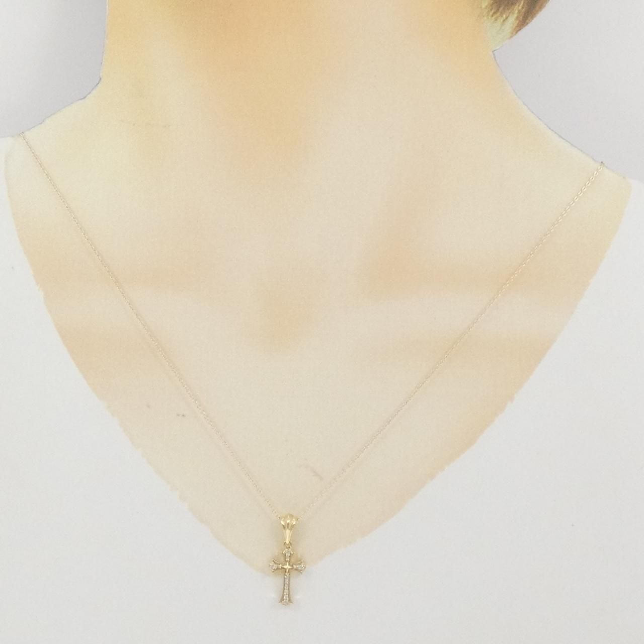 10KYG/K10YG クロス ダイヤモンド ネックレス - メルカリ 