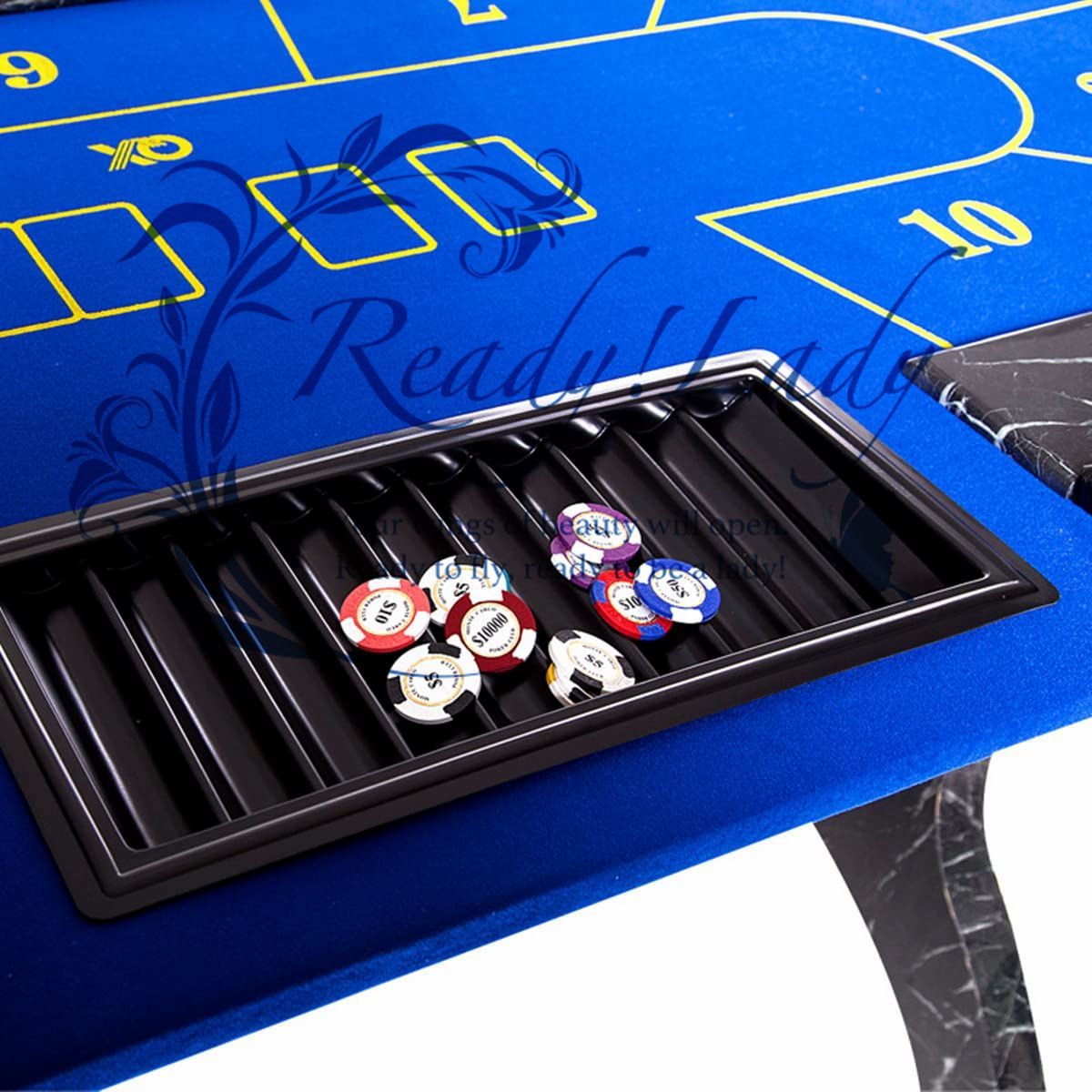 折りたたみ式 テキサスホールデムブラックジャックテーブル ブラック  