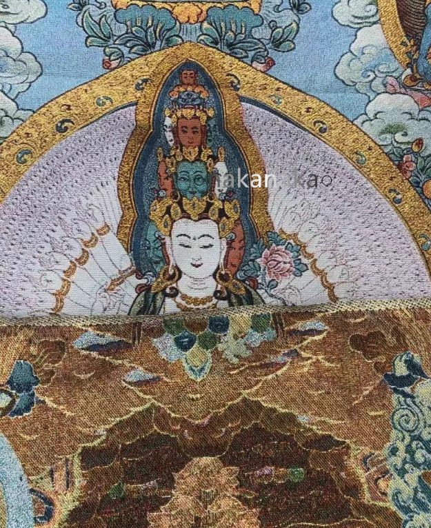 虎・観音菩薩・仏像の絵画セット 虎目石観音菩薩像 タイガーアイ 仏教