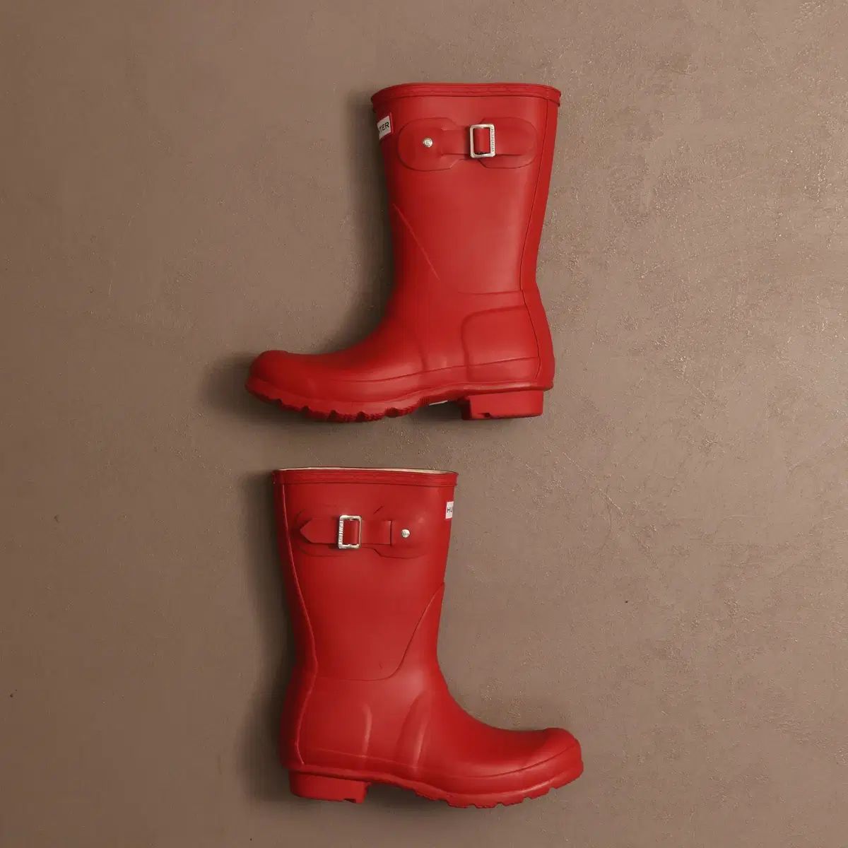 HUNTER レッド ショートブーツ HUNTER 長靴 レインブーツ チェルシー