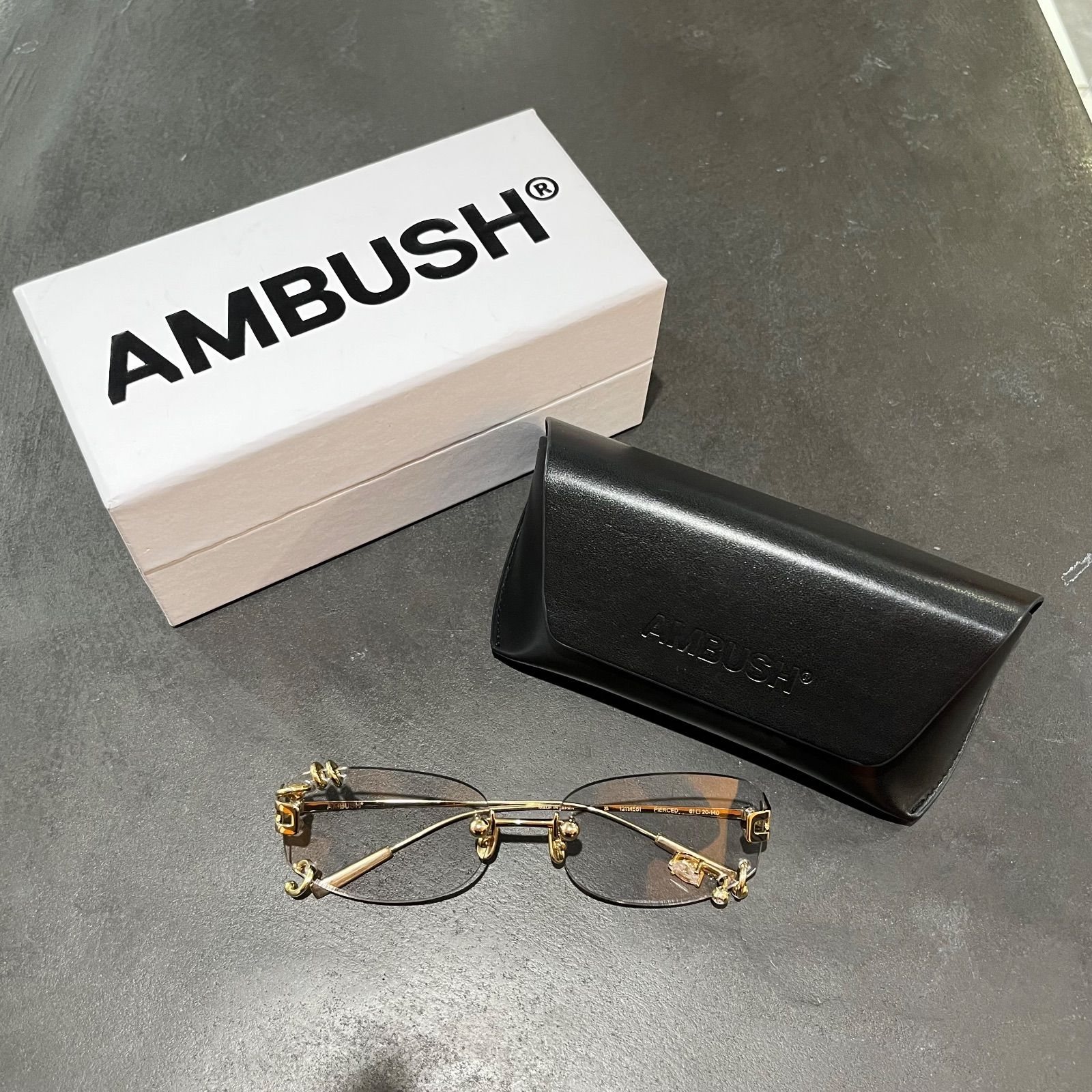 AMBUSH ピアスサングラス クリア ゴールド リムレスメガネ アンブッシュ 12114551 ゴールド 61口20-140 99962A2