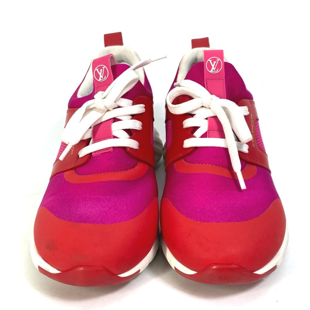 ルイヴィトン バイカラー ロゴ 靴 紐靴 スニーカー ナイロン ピンク