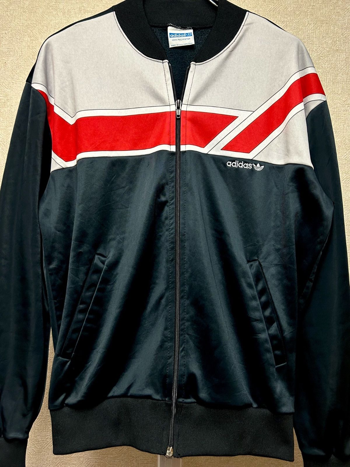 80年代U.S.A.製adidas希少ブラックベーストラックジャケット黄金