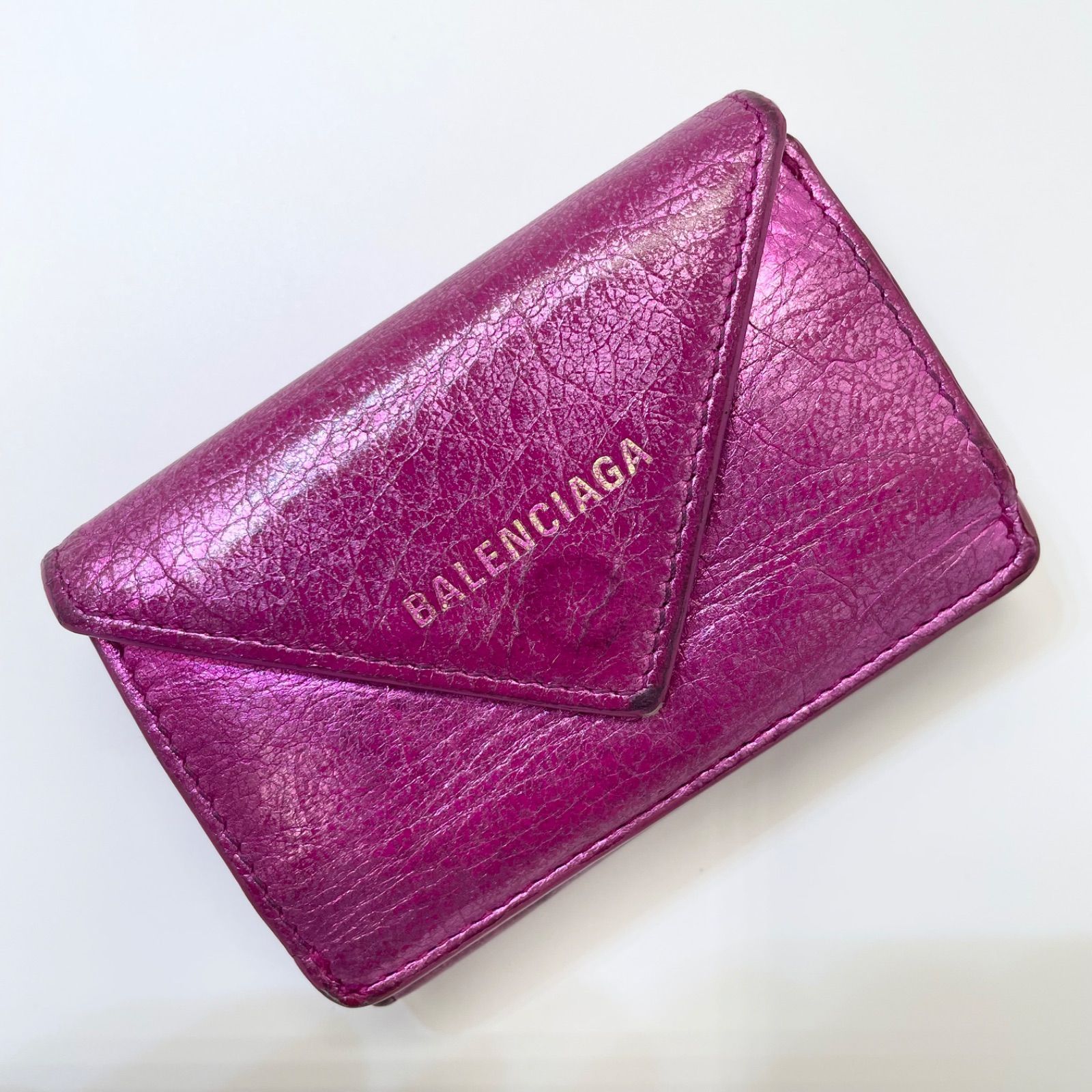 美品　バレンシアガ　ペーパー　コンパクト　ウォレット　三つ折り財布　レザー BALENCIAGA バレンシアガ / ペーパーコンパクトウォレット 三