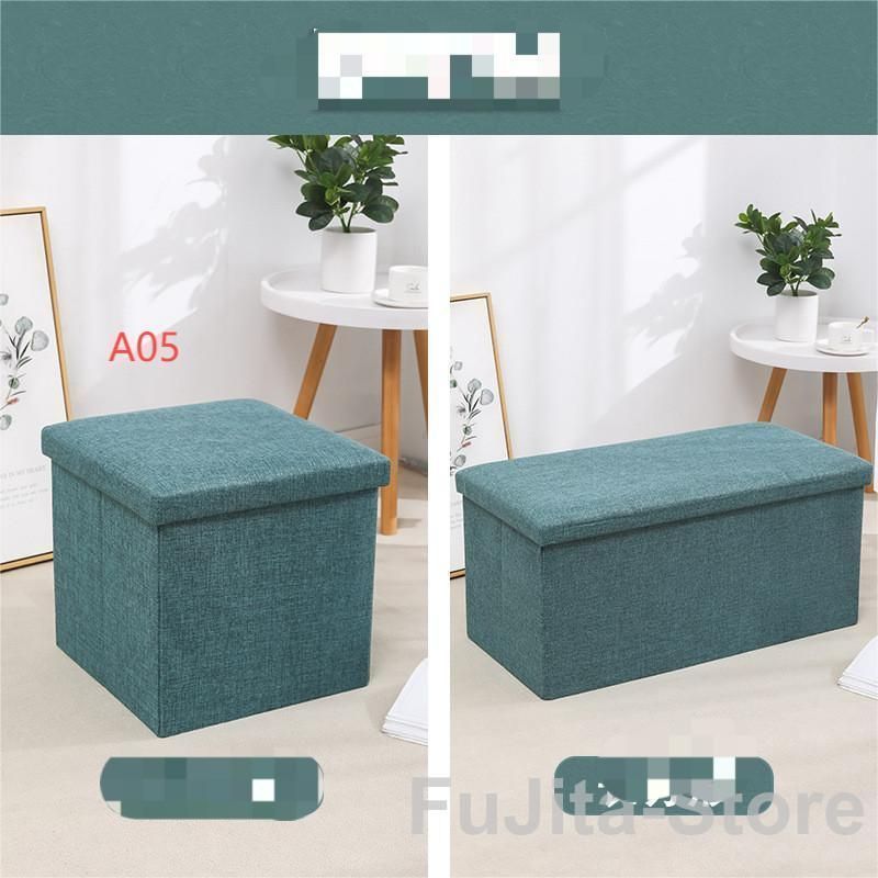 収納スツール大容量折りたたみ座れる収納ボックス ペンチオットマン綿麻布製椅子クッションフタ付きチェアツールボックス
