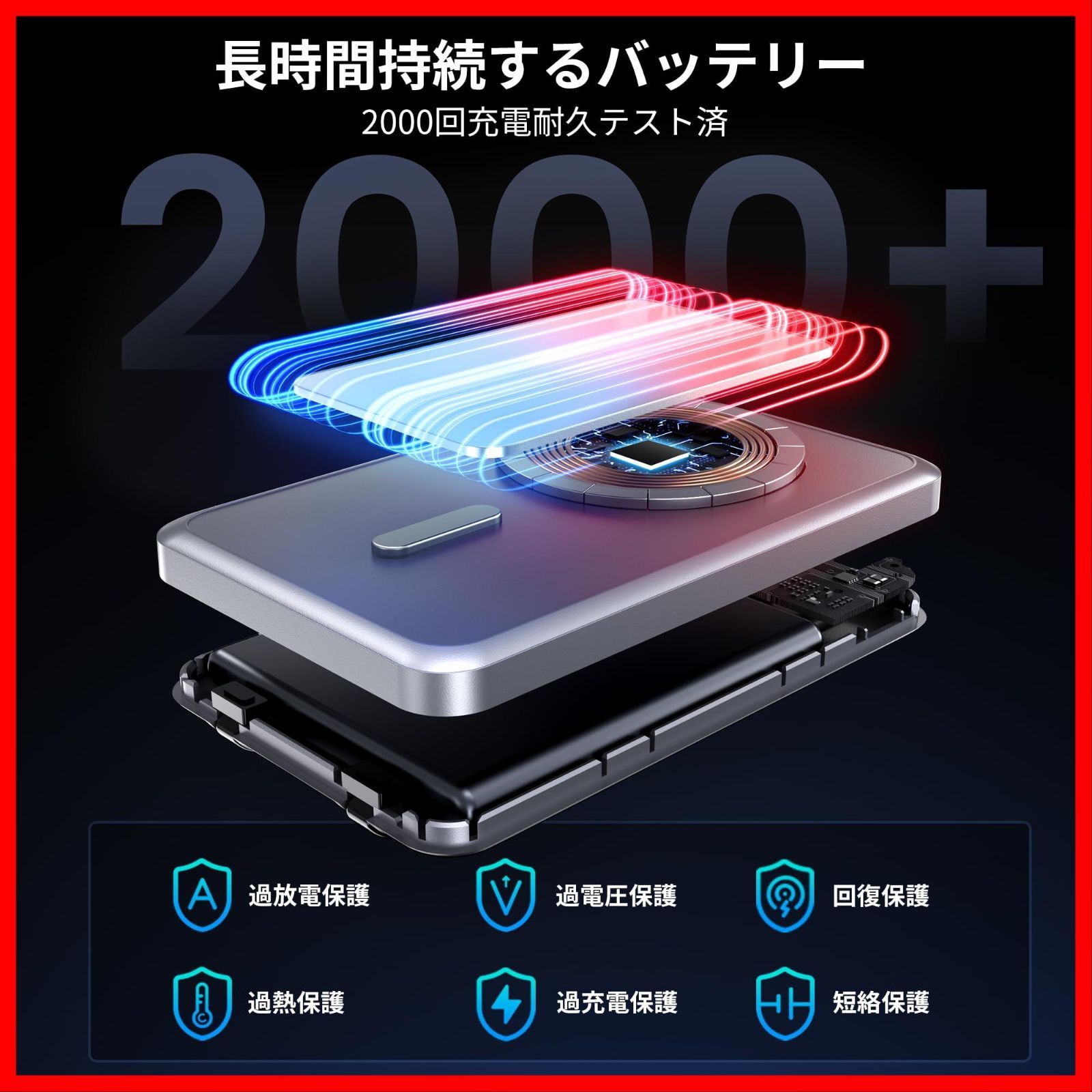 iPhone16 15 14 13 12シリーズ対応 マグセーフ充電器 コンパクト マグネット式 Type-C入出力兼用 小型 LED残量表示 機内持ち込み可 スタンド付き PD22.5W 15Wワイヤレス急速充電 旅行 出張 防災 大容量 ケーブル