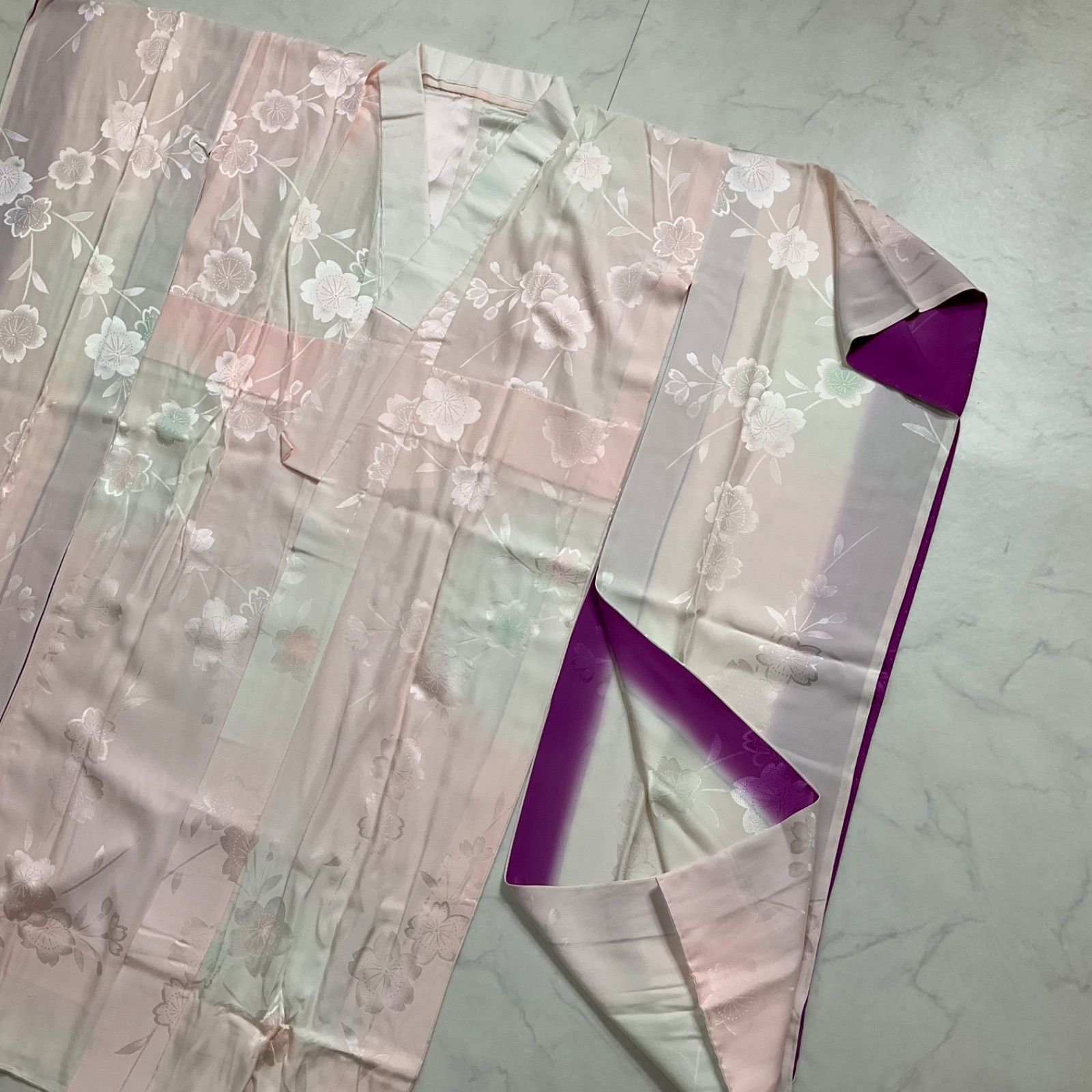 ◇kimono+one◇美品◇振袖長襦袢◇単衣 ◇袖無双◇居敷当て付き◇衣紋