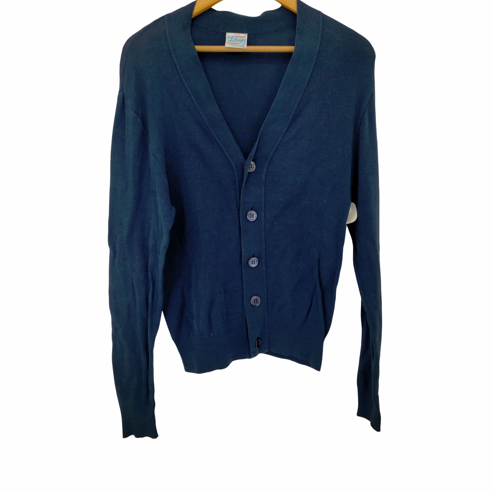 Letroyes　コットン　カーディガン　ネイビー　Ｍサイズ ルトロワ Letroyes コットンニットカーディガン メンズ import