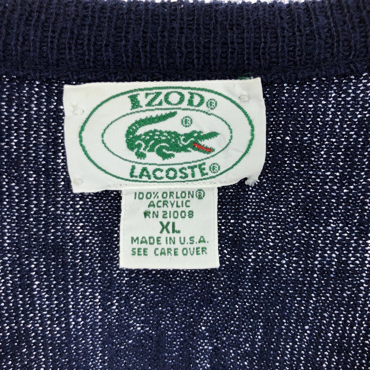 古着 80~90年代 ラコステ LACOSTE IZOD Vネック アクリルニット 
