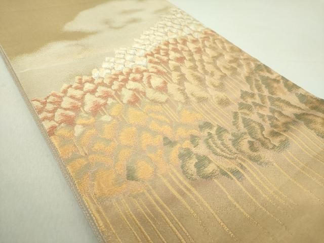 平和屋着物●田中工芸織物　祥園謹製　太鼓柄袋帯　純金箔錦　樹林文　金糸　引箔　銀座おゝぎ屋扱い　正絹　逸品　DAAU5397ps 平和屋着物○田中工芸織物 祥園謹製 太鼓柄袋帯 純金箔錦 樹林文 金糸