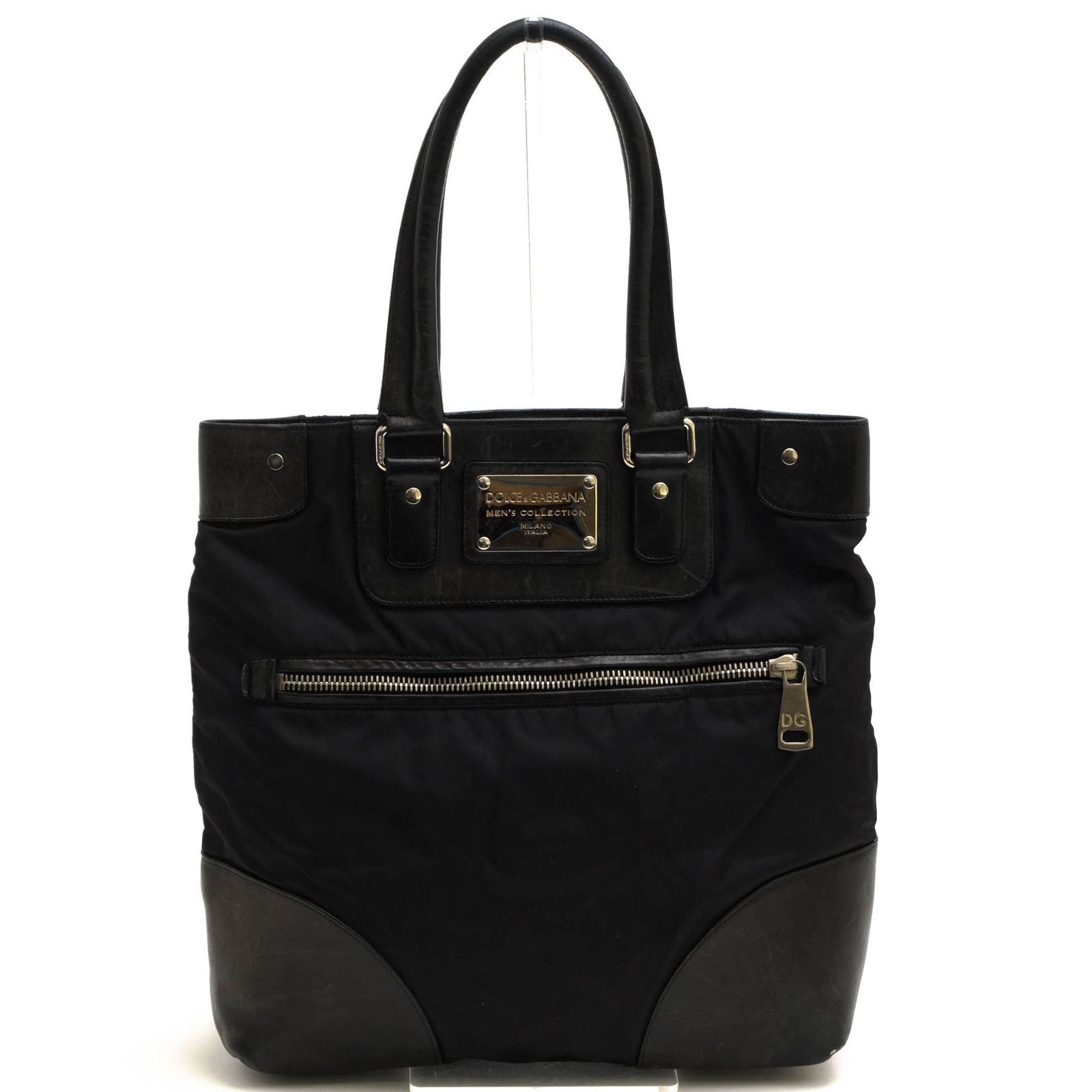 ドルチェアンドガッバーナ トートバッグ 黒 レザー シボ革