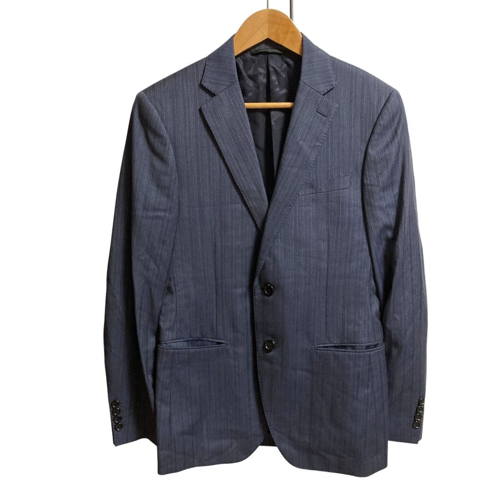 D URBAN ダーバン ストライプ テーラードジャケット スラックスパンツ セットアップ スーツ サイズ92Y5 ブルー系 メンズ 古着