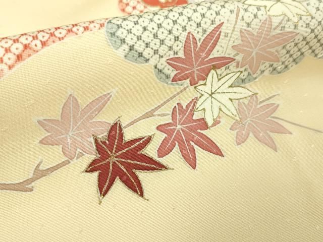 平和屋本店□極上 創業460年・千總 訪問着 吉祥花文 鳥の子色地 金彩  