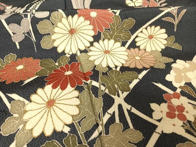 平和屋着物▽上質な小紋 単衣 横段文 鬼しぼ縮緬 正絹