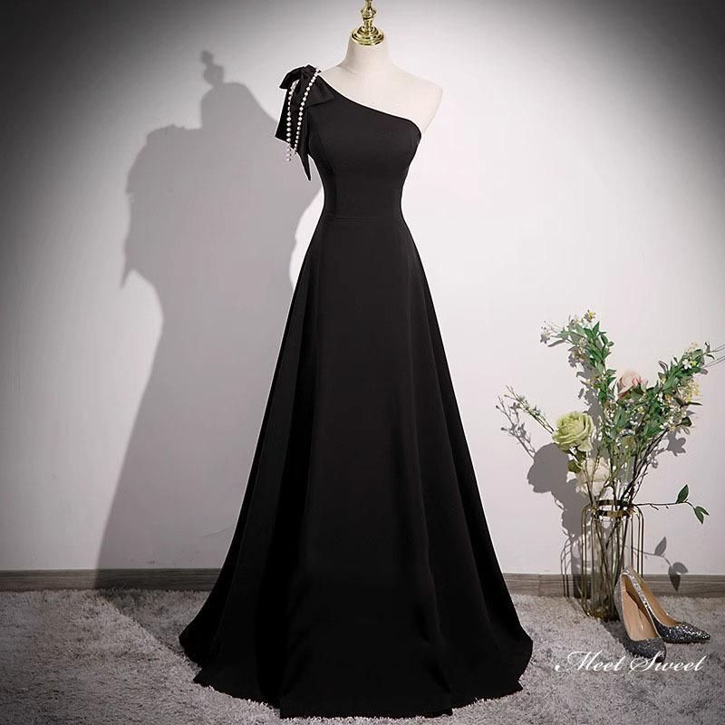 ドレス ロングドレス パーティードレス ブラック ワンショルダー ウェディングドレス ウエディングドレス 結婚式 二次会 花嫁 前撮り