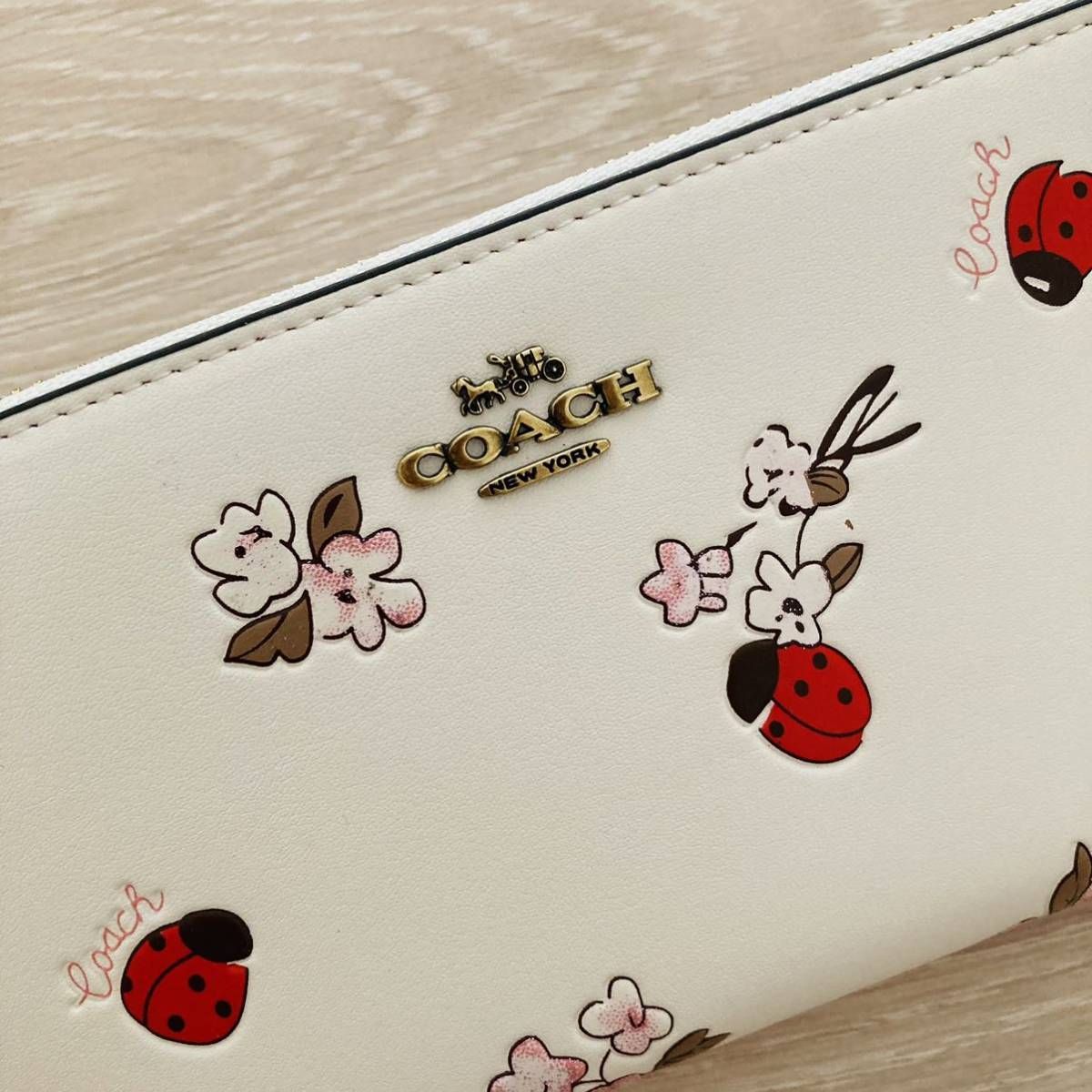 ☆ COACH コーチ C6411 長財布 てんとう虫 花柄 フラワー フローラル