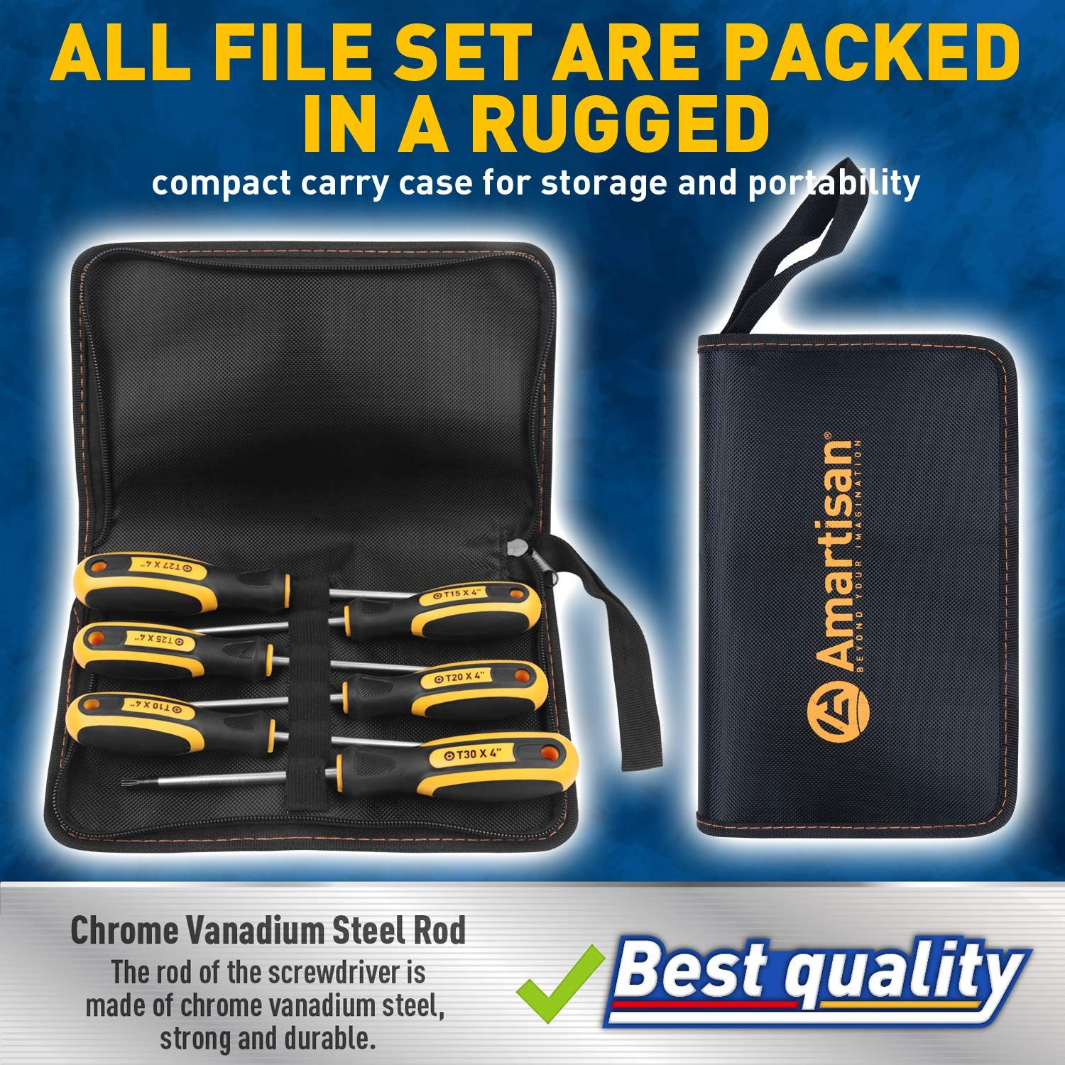 Amartisan マグネット式トルクススクリュードライバー6点セット セキュリティタンパープルーフ 磁気トルクスドライバーセット T10 - T30 ベストチョイス トルクススクリュードライバー