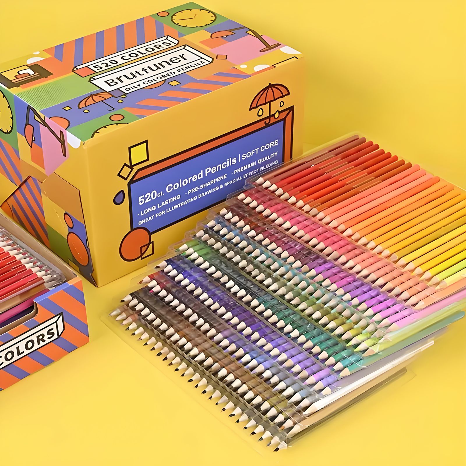 CCFOUD 520色鉛筆セット 柔らかい芯のアソート ペンシル アート用品で描画 スケッチング シェーディングに最適