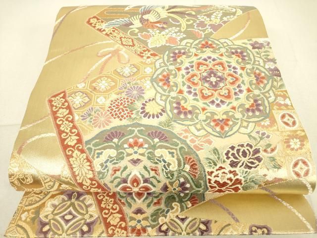 A692★逸品‼️宝船‼️袋帯正絹テーブルランナー2m17cm A599☆高級‼️豪華刺繍‼️袋帯正絹テーブルランナー2m16cm