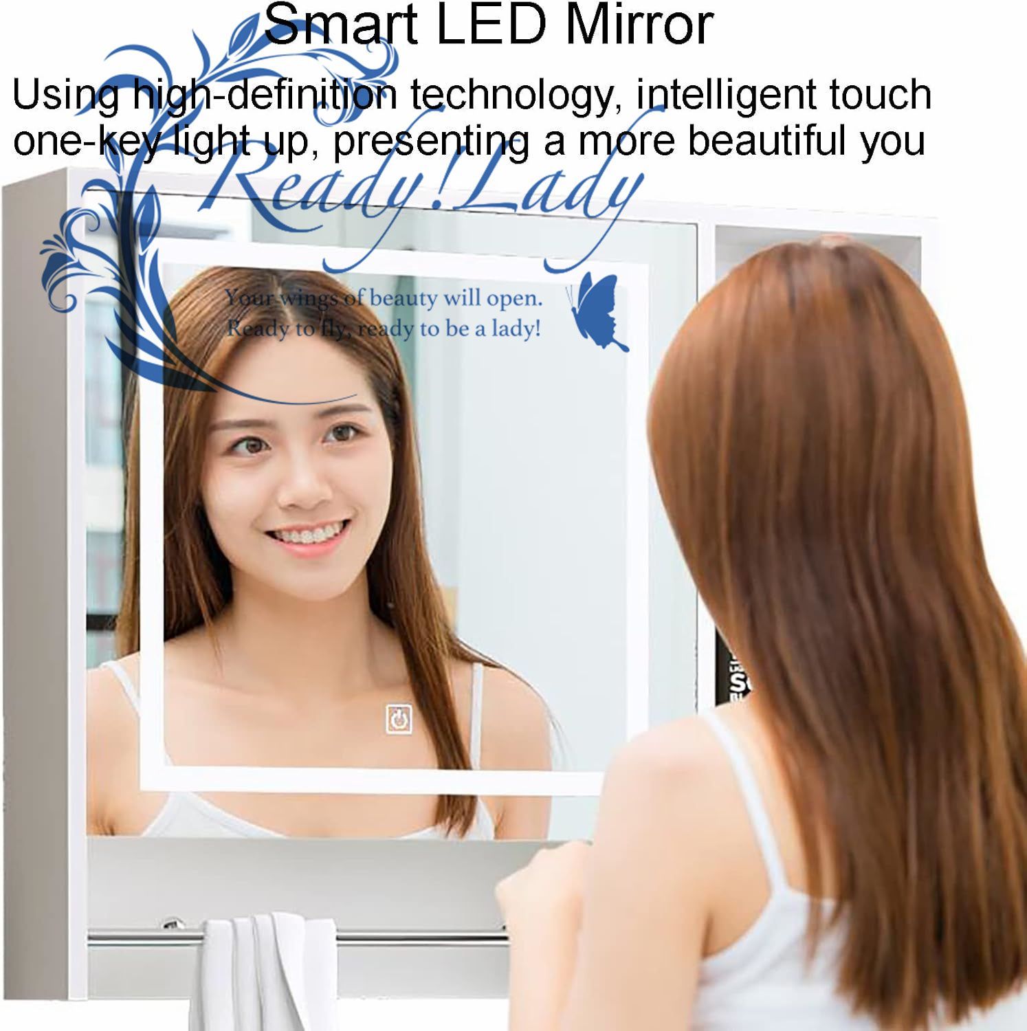 シンク付き洗面化粧台 モダンなウォールマウントフローティングバスルーム化粧台セット 白い化粧台 LEDライト付きミラー 68cm