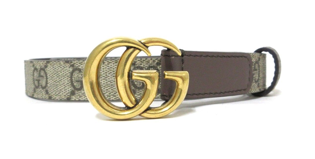 GUCCI|グッチ GGスプリーム ダブルG マーモントベルト 85|34 ブラウン|ゴールド ベルト