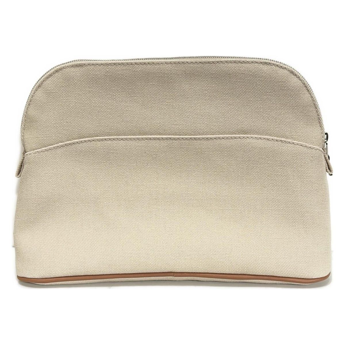 HERMES(エルメス) ポーチ美品 ボリードポーチ25 白×ライトブラウン  