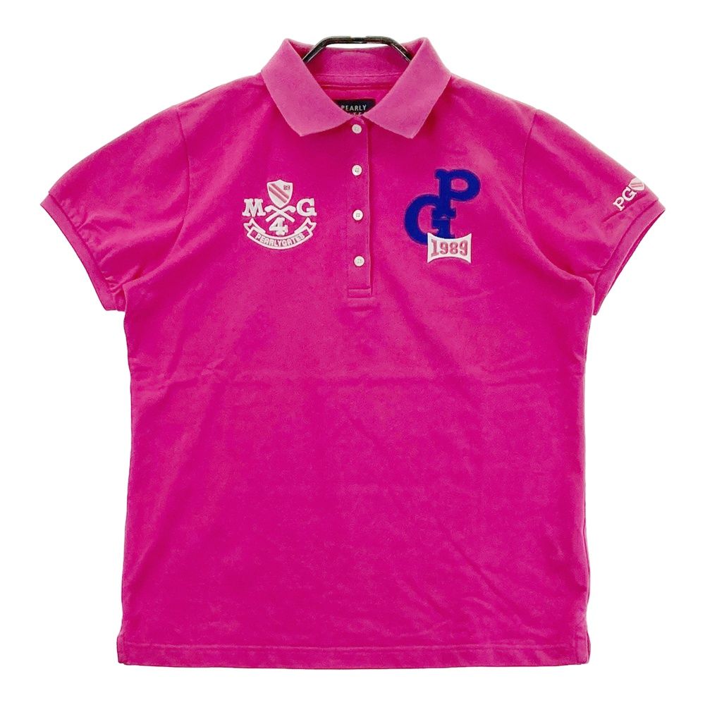 超美品 パーリーゲイツ ロゴ ワッペン 半袖 ポロシャツ 5 ピンク メンズ サイズ：2 PEARLY GATES パーリーゲイツ 半袖ポロシャツ ワッペン