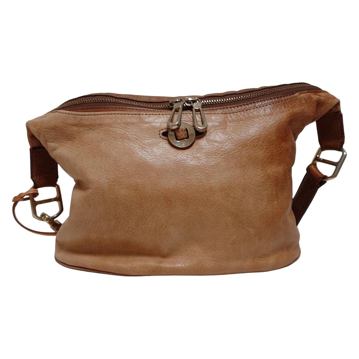 aniary アニアリ ウエストポーチ - ベージュ×ブラウン レザー