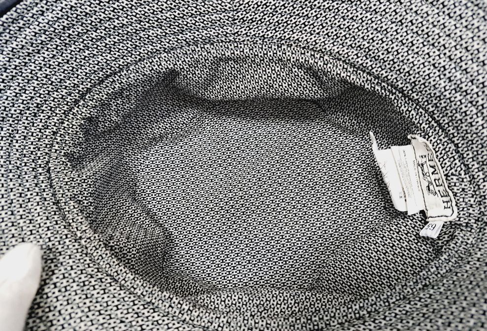 美品 エルメス 帽子 ハット H柄 Hデザイン ブラック 59cm レディース  