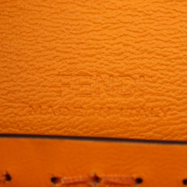 FENDI フェンディ  Pico ピコ バゲットバッグ ポーチ 7AR946   カーフレザー オレンジ ゴールド金具  イヤホンケース AirPods ホルダー 【本物保証】