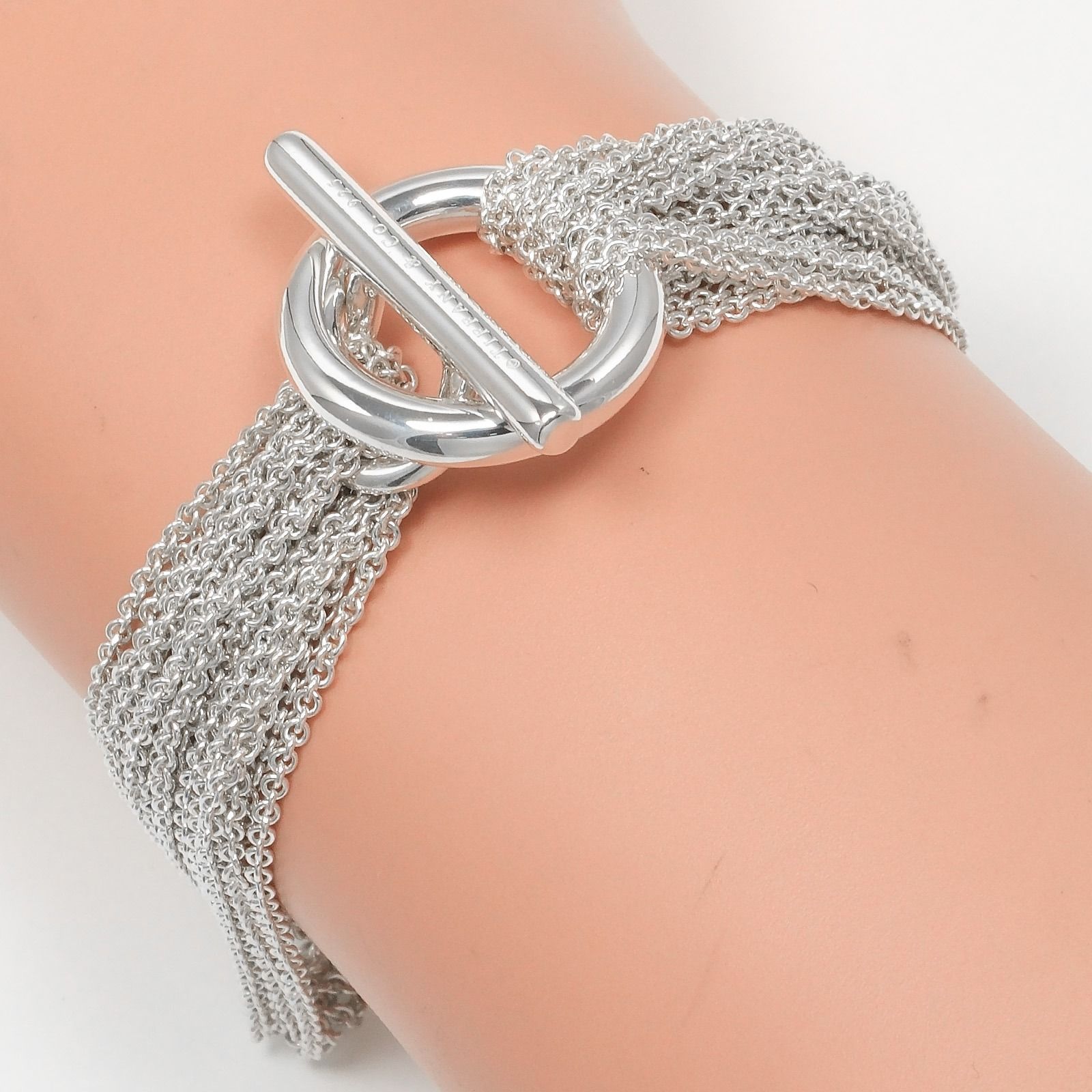美品 TIFFANY＆CO オープンハート トグル ブレスレット 925 TIFFANY&Co.】ティファニー オープンハート トグル 腕周り約16.8