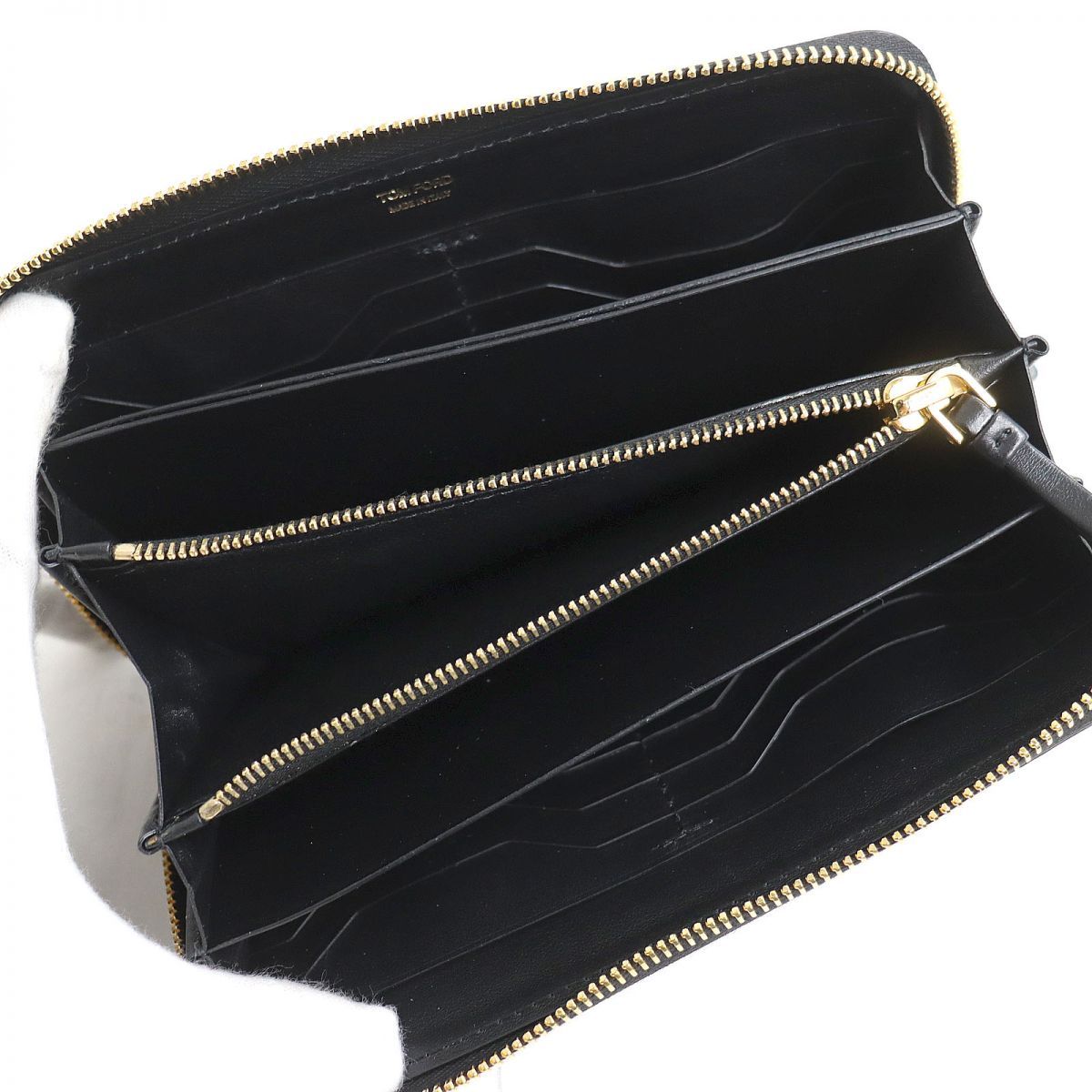極美品◇TOMFORD トムフォード ロゴ金具 パイソンレザー ラウンド 