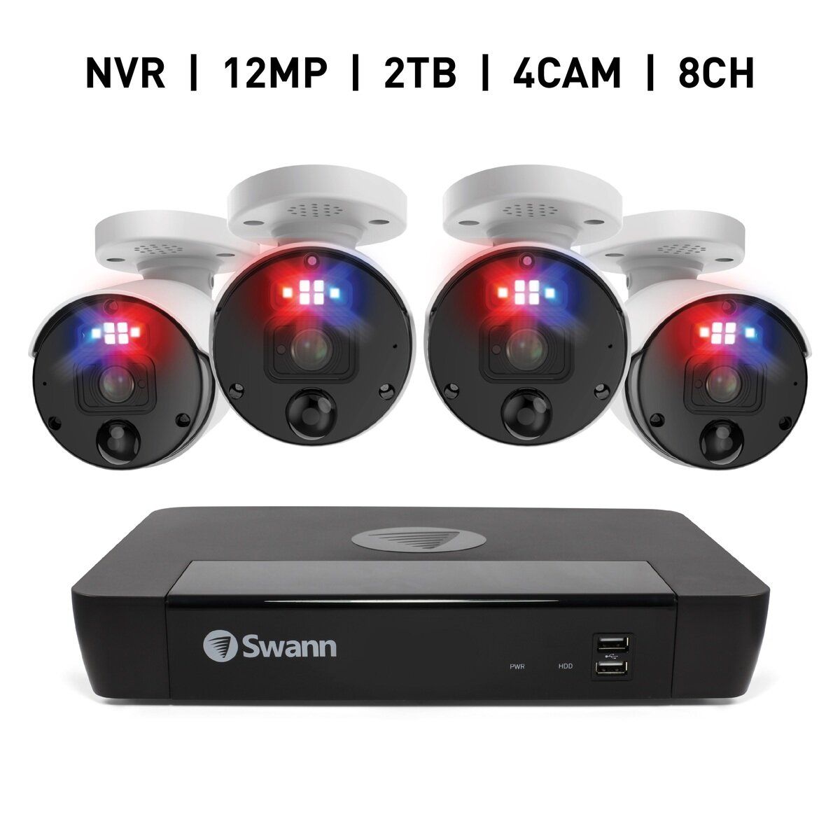コストコ商品 Swann スワン エンフォーサー 8CH 12MP NVRセキュリティシステム 2TB バレット型カメラ４台セット SWNVK-890004 ct52007